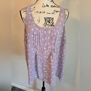 Torrid Womens Floral Sleeveless Tulip Back Button Front Tank Top Purple 1X